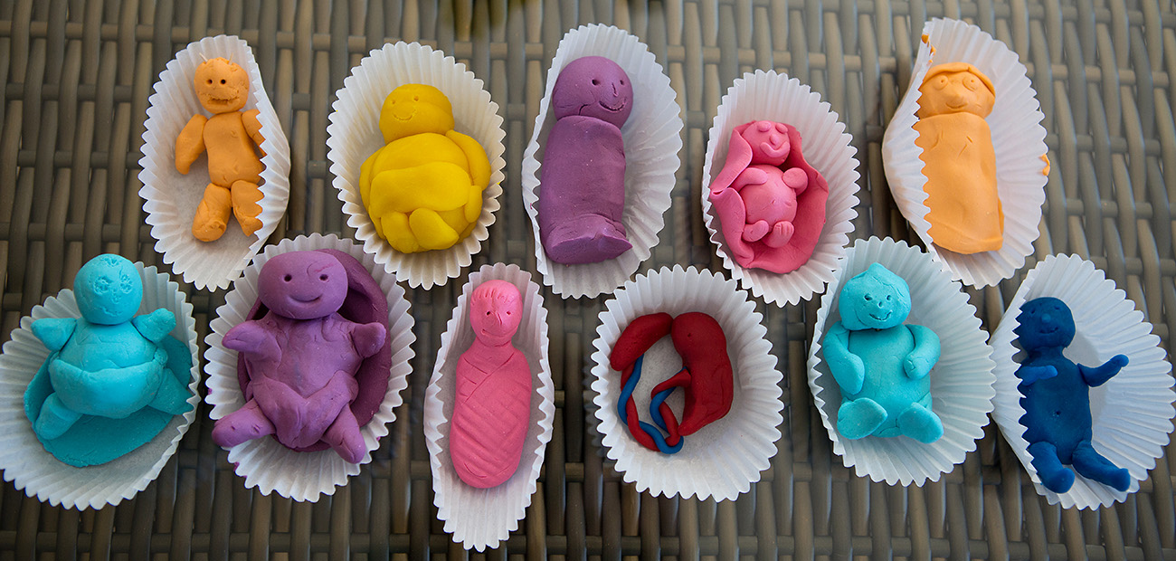 The ladies Play-doh babies...Claudia was the winner with her red fetus