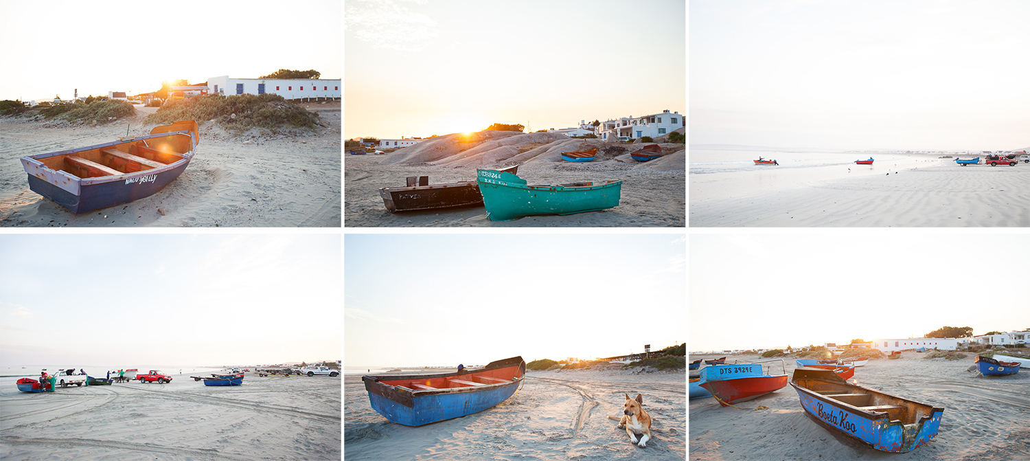 The boats and fishermen of Paternoster at sunrise