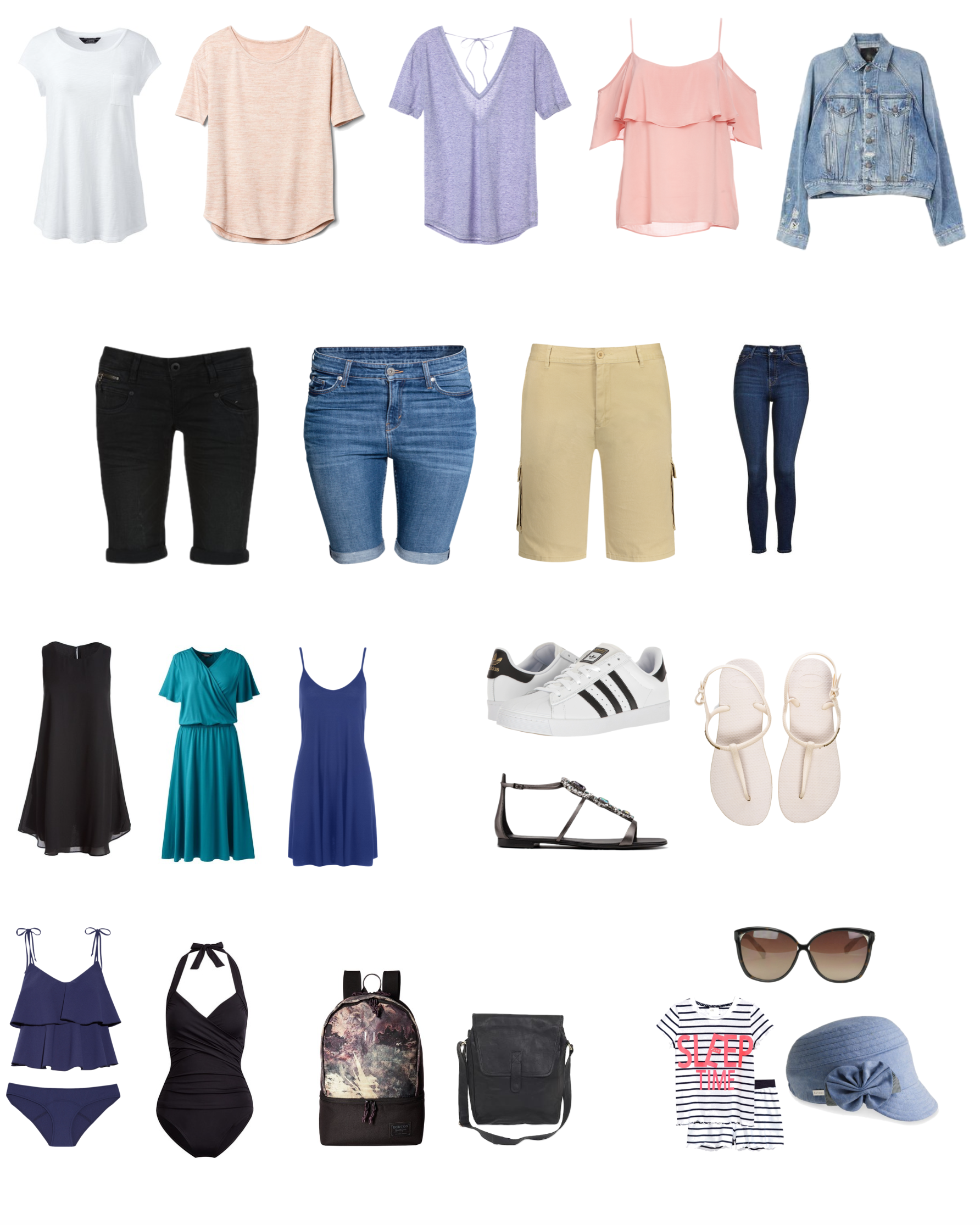 These are not my items - it is merely an example of what to pack (it was created with Polyvore)